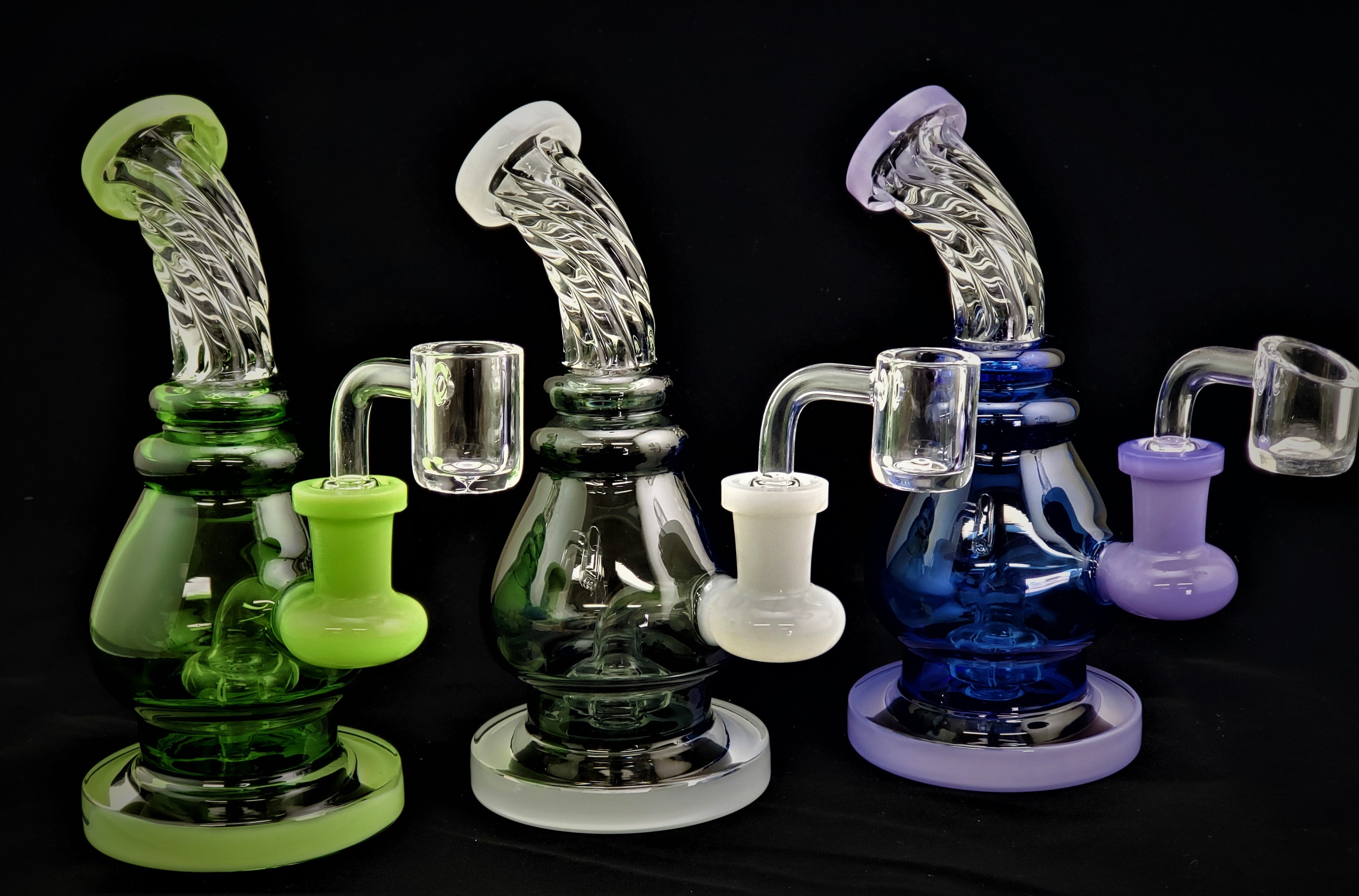 7" Slime Colors Dab Rig With Twisted Glass Mouth