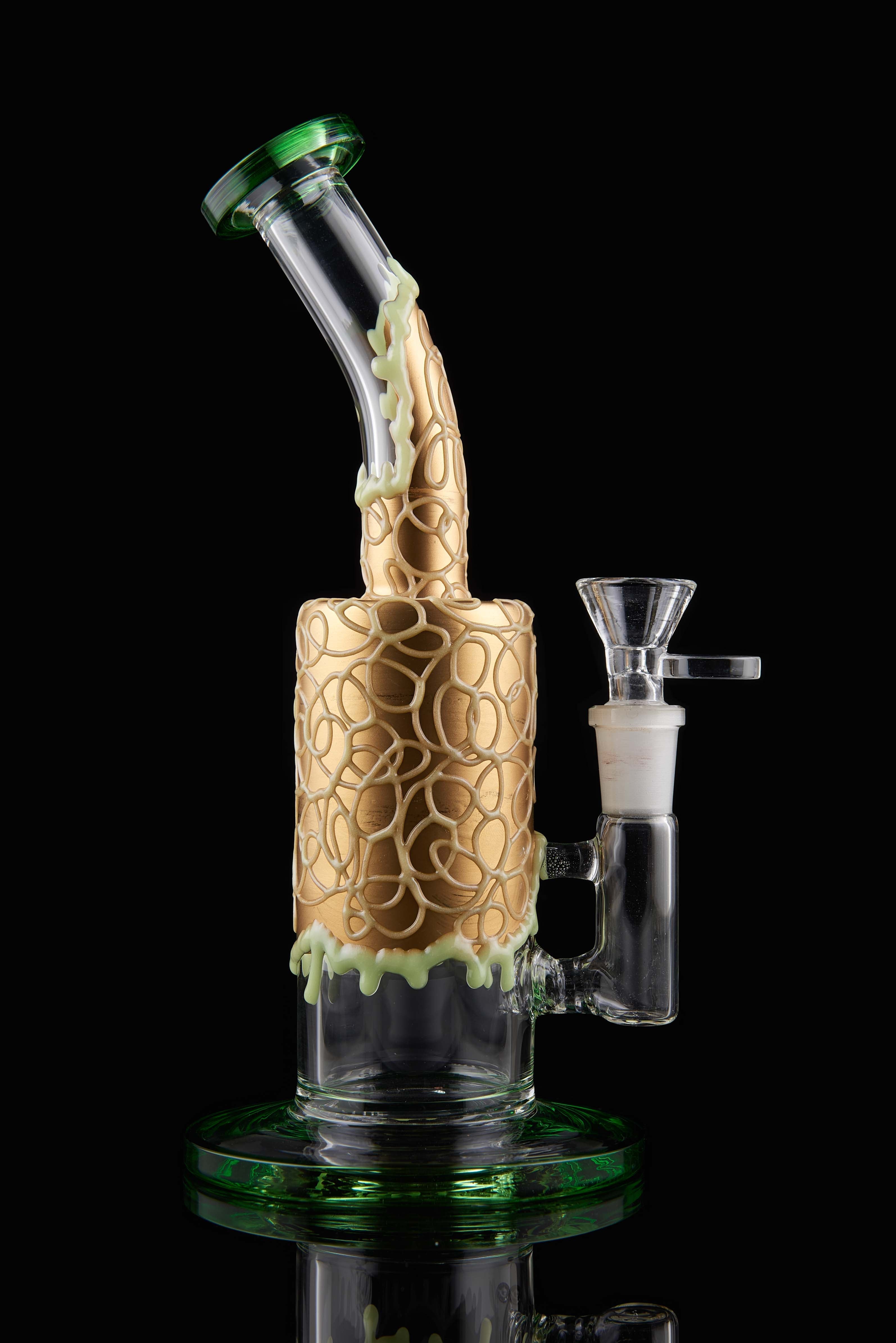 9" Curved Mouth Honeycomb Glow In The Dark Dab Rig