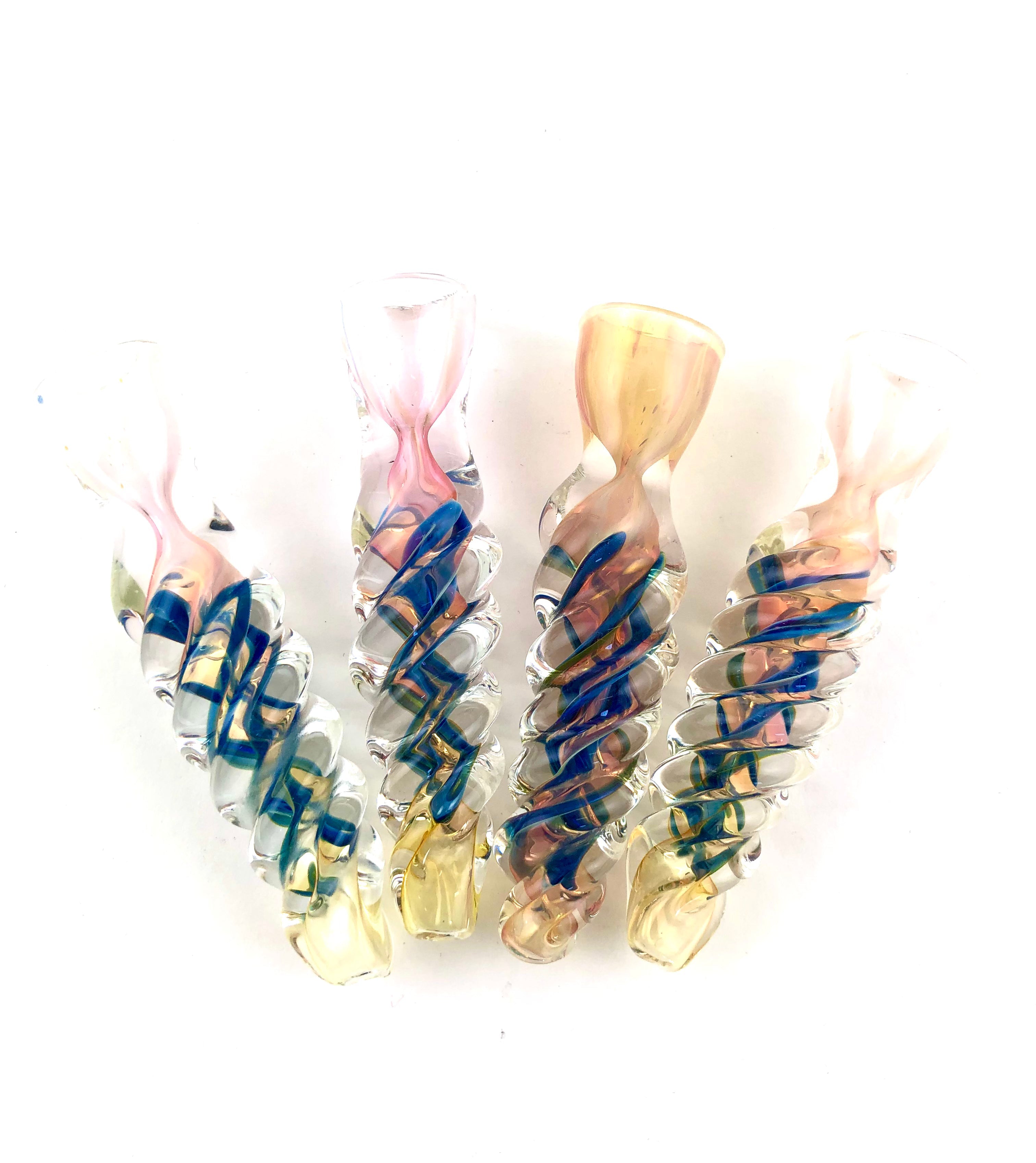 3.5" Rose Gold Fumed Twisted Glass Chillum