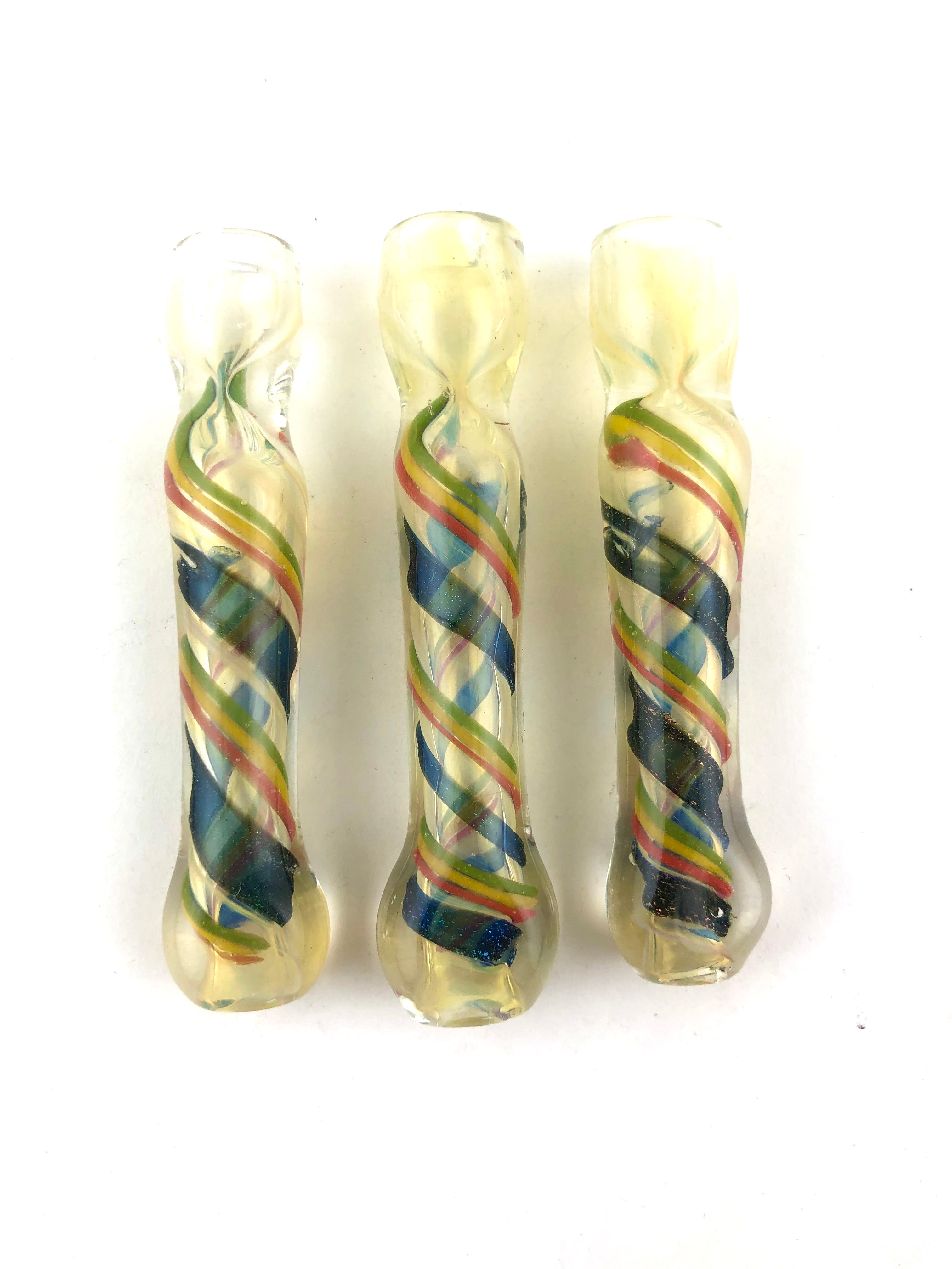 3.5" Rasta Twirl Dichro Flat Mouth Chillum