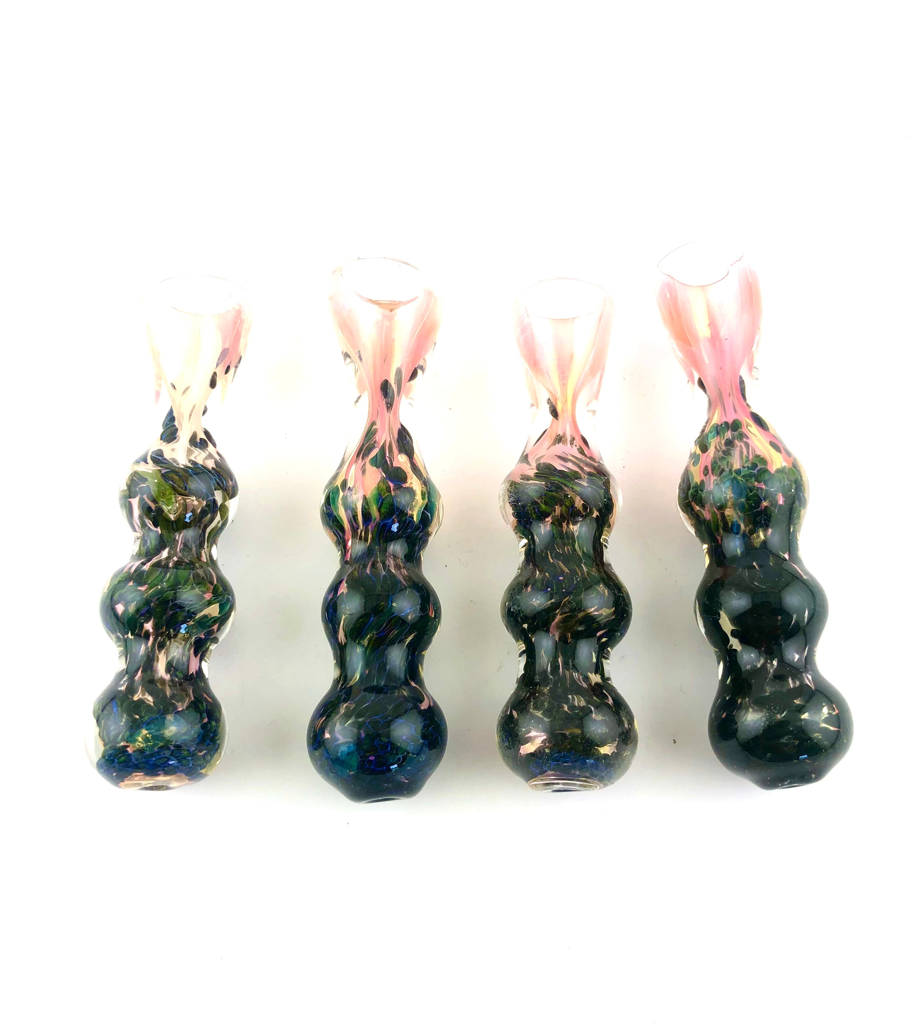 3.5" Rose Gold Triple Bead Glass Chillum