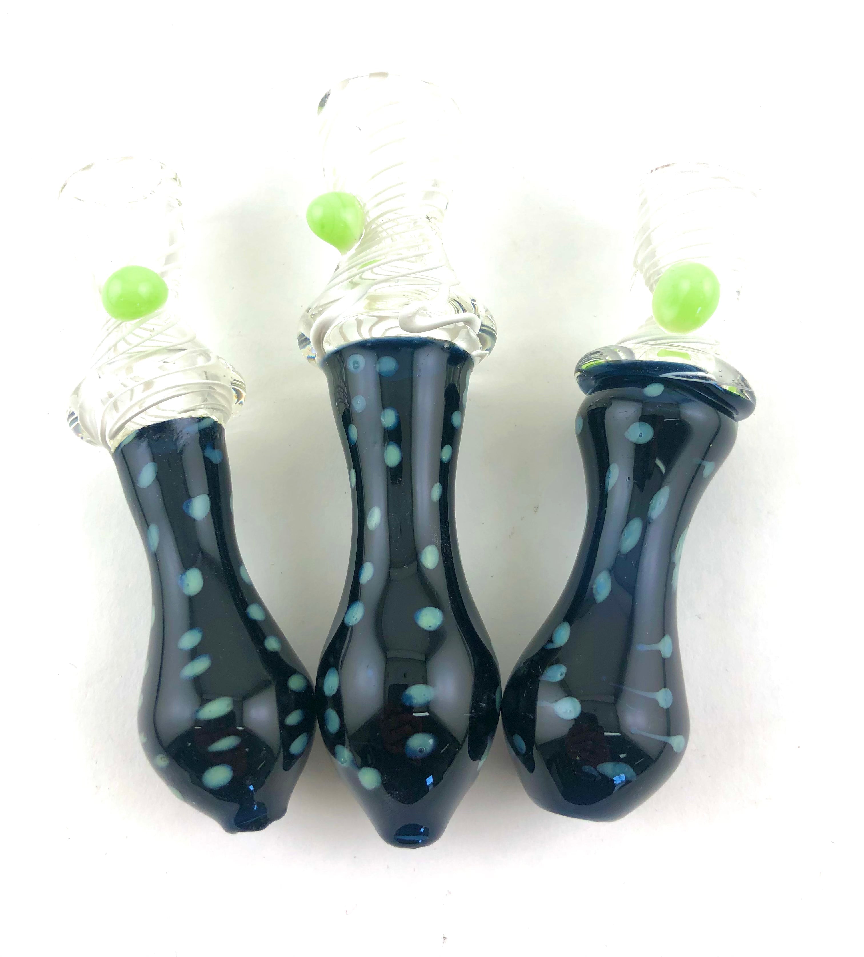 4.5" Black Tube Slime Bead Glass Chillum